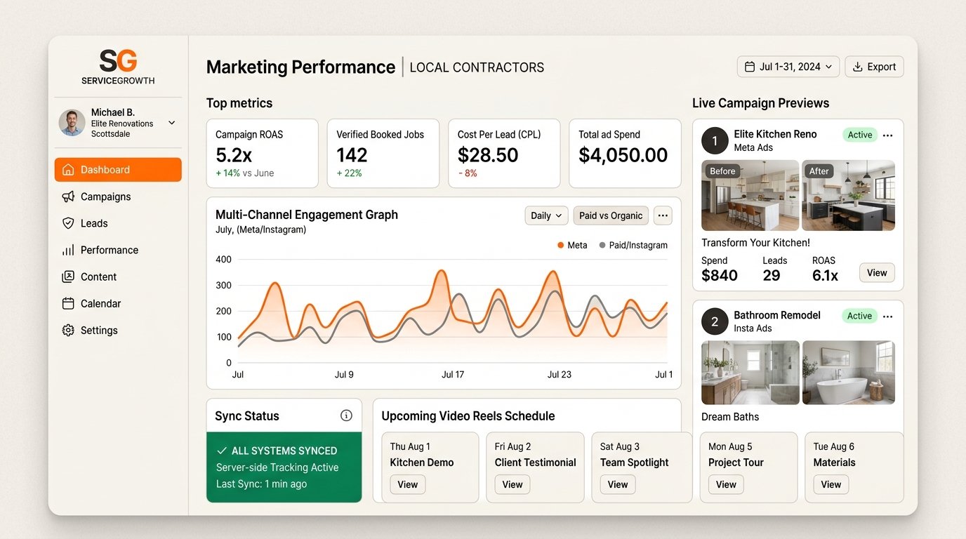 Real-Time Contractor Social Media & Paid Ad Marketing Performance Dashboard